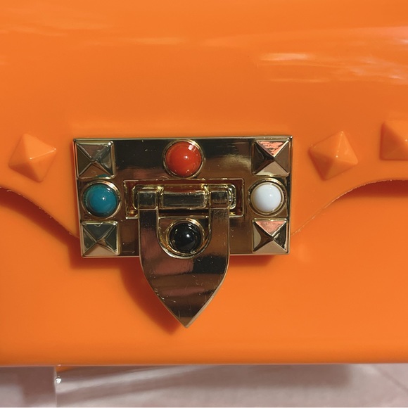 🎉HP!🎉 Orange Jelly Studded Crossbody Bag — NWOT - Picture 8 of 13